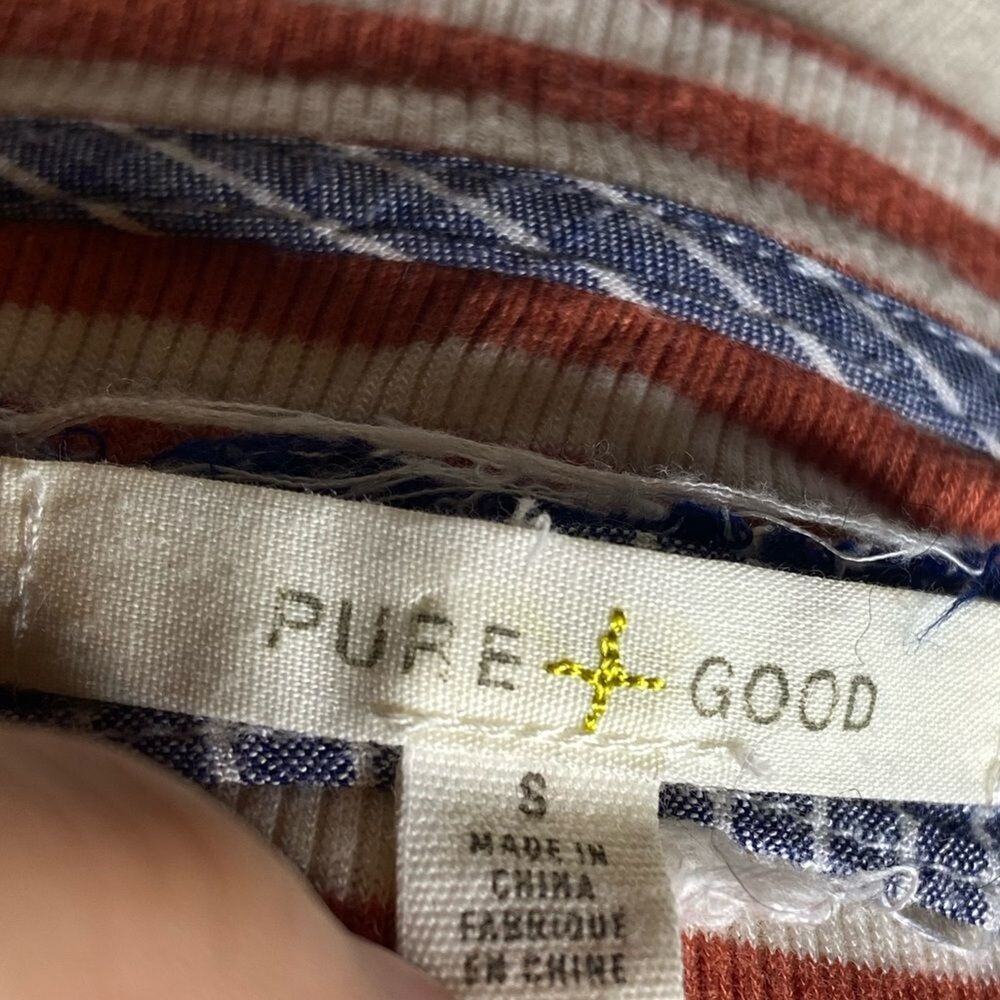 Anthropologie Pure + Good Striped Henley Long Sleeve Top shirt soft small - Picture 4 of 6